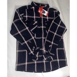 NWT Pacific Trail Flannel Shirt Men's M Blue Plaid Button Front 100% Cotton